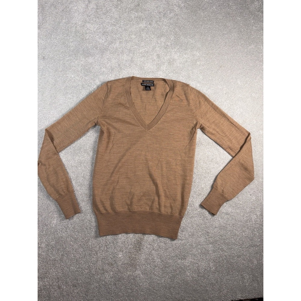 CLUB MONOCO ~ Xs ~‎ Brown  100% Extra Fine Italian Merino Wool Sweater